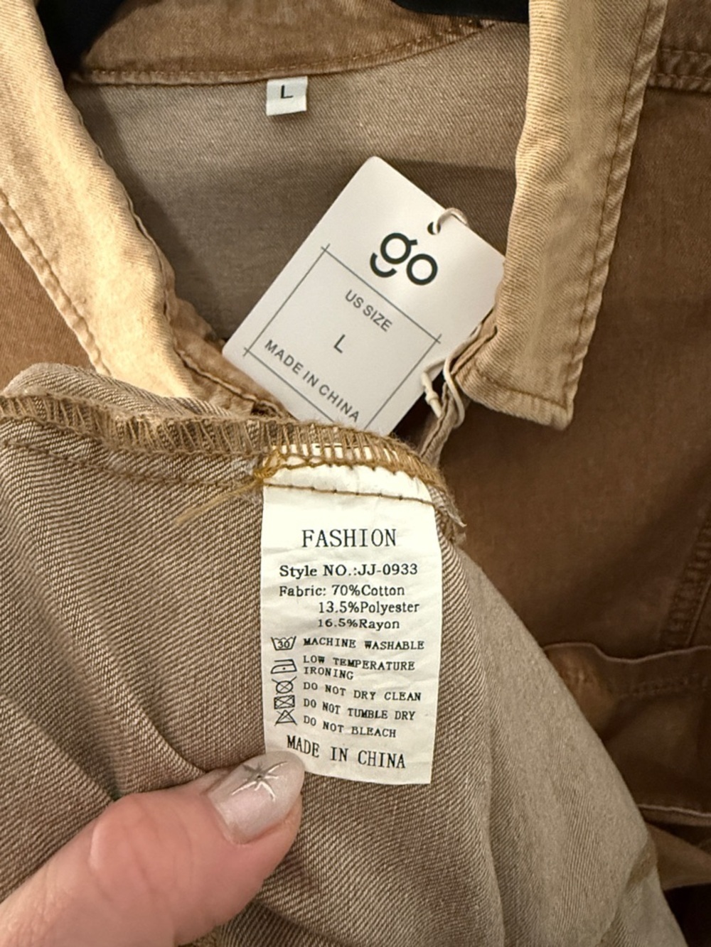 Tan Denim Mini Western Button Front Shirt Dress Size Large NWT - Picture 3 of 5